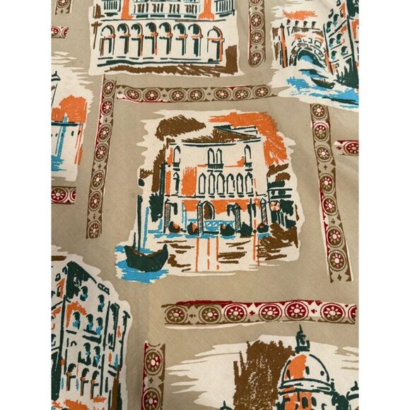 Vintage Kate Hill Size 10P Venice Italy Print Silk Blend Travel Artsy Midi Skirt - Picture 4 of 15